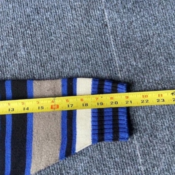 Vintage Cardigan Mens Blue Stripes France Made Medium Knit - Picture 4 of 7
